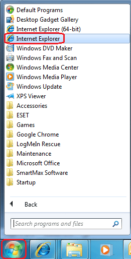 Windows Start Menu, Browser